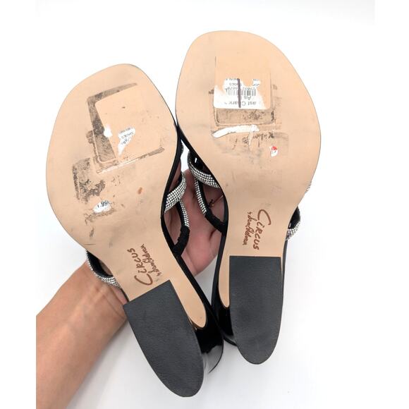 Circus NY Heddie Rhinestone Strap Heeled Sandals Women's Black Size US6 EU37 - Picture 8 of 13